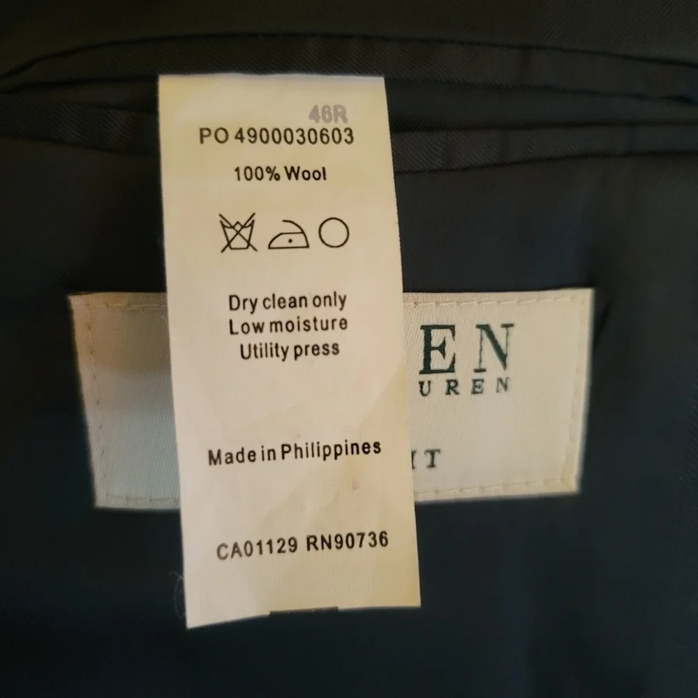 Ralph lauren mens size 46r trim fit wool navy blazer